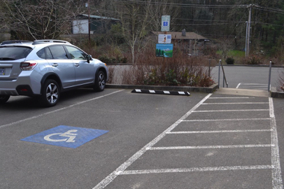 Mather Road access – accessible parking in the parking lot